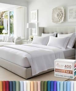 Juego de sábanas 100% algodón Pizuna Twin -Blanco