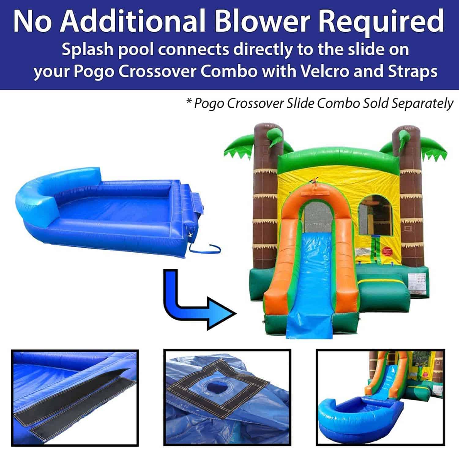 Pogo Bounce House Wet or Dry Blue Pool Attachment for - Imagen 4