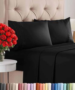 Juego de sábanas Twin XL de 4 piezas - Cómodas, -Negro