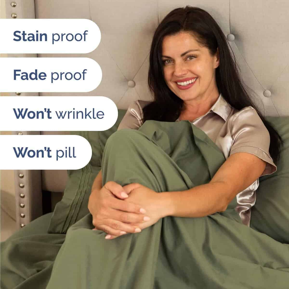 Juego de Sábanas Twin de 4 Piezas - Cómodo, -Verde Salvia - Imagen 6