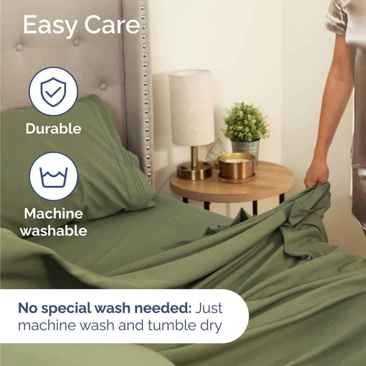 Juego de Sábanas Twin de 4 Piezas - Cómodo, -Verde Salvia - Imagen 7