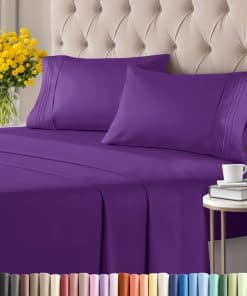 Juego de Sábanas Gemelas de 4 Piezas - Cómodas, -Morado