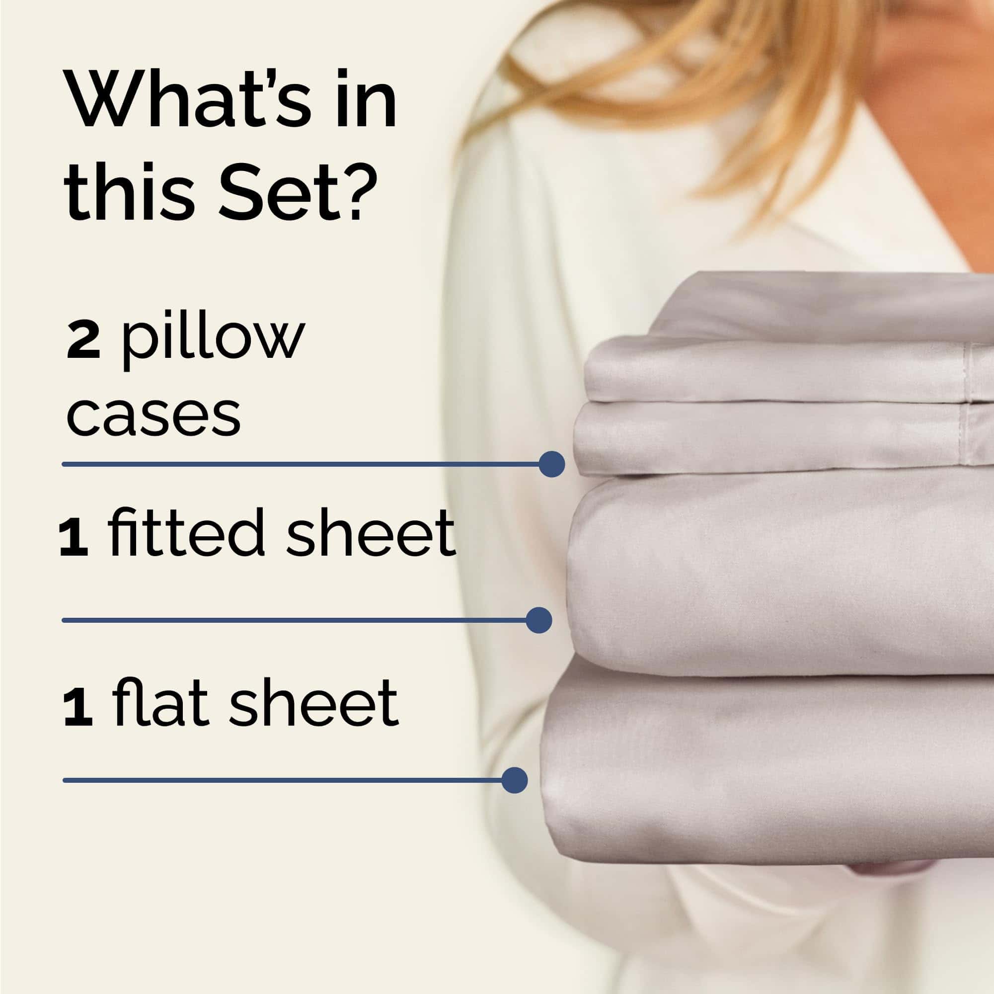 Juego de Sábanas Gemelas de 4 Piezas - Cómodas, -Gris Claro - Imagen 3