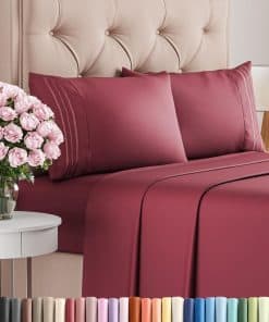 Juego de sábanas Twin XL de 4 piezas - Cómodas, -Borgoña