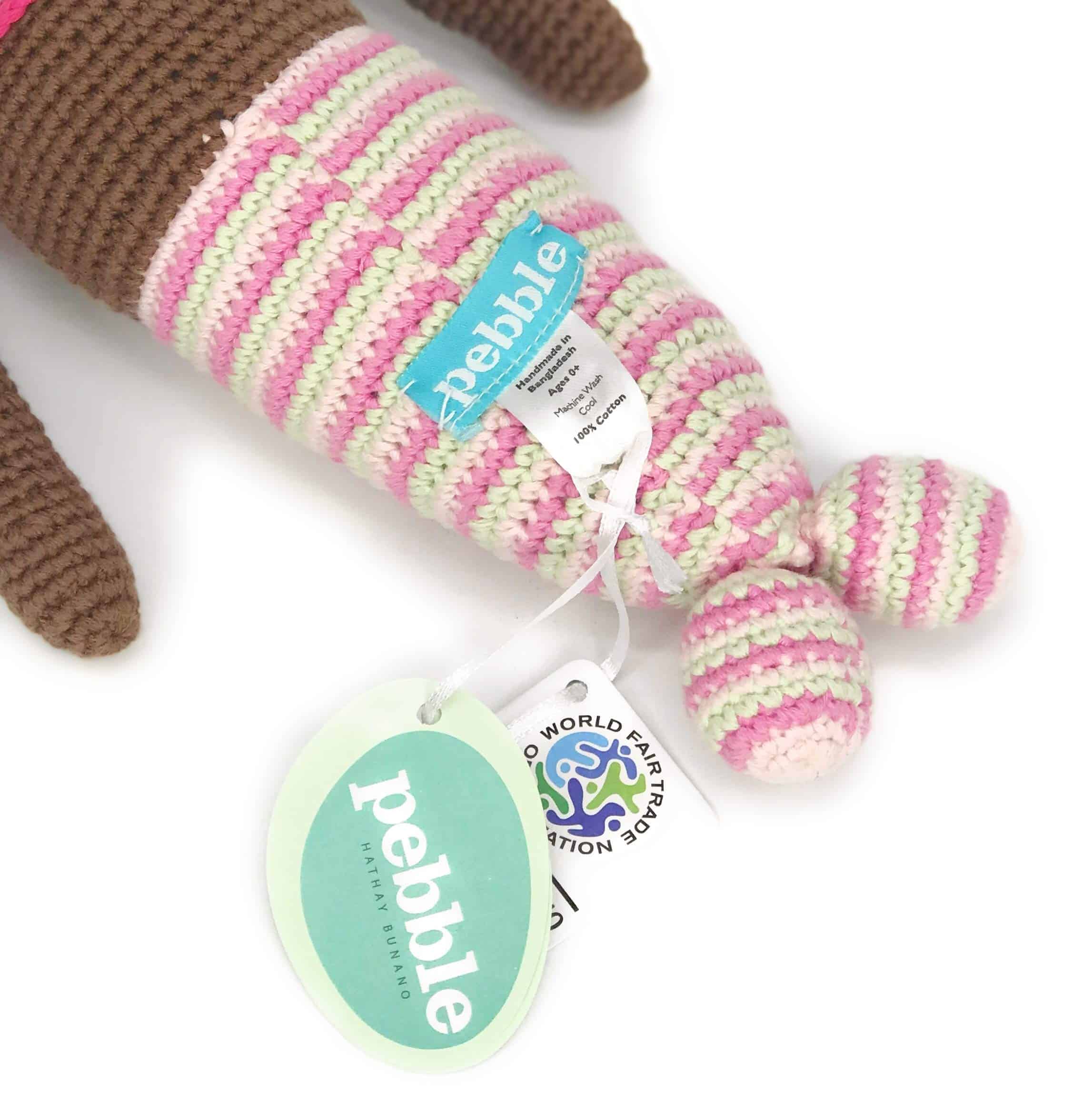 Pebble | Muñeca Sirena Hecha a Mano - Rosa a Rayas | Muñeca - Imagen 4