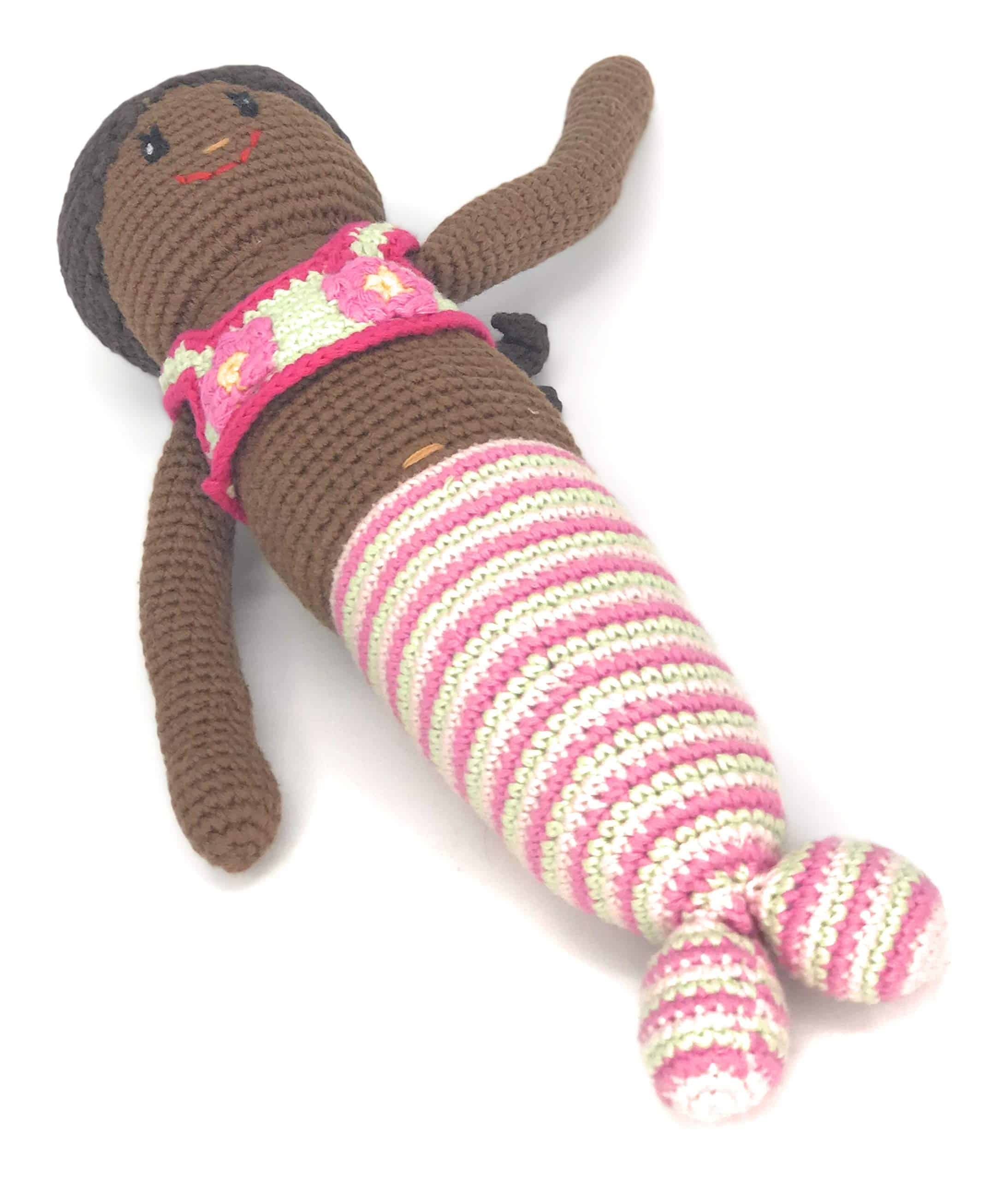 Pebble | Muñeca Sirena Hecha a Mano - Rosa a Rayas | Muñeca - Imagen 3