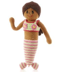Pebble | Muñeca Sirena Hecha a Mano - Rosa a Rayas | Muñeca