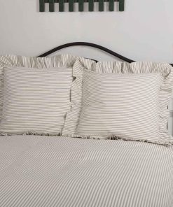 Funda de Almohada Euro en Tela Ticking de Granja Color Taupe