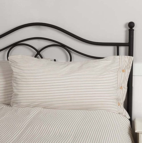 Funda de Almohada King en Ticking Taupe Estilo Granja 21x37