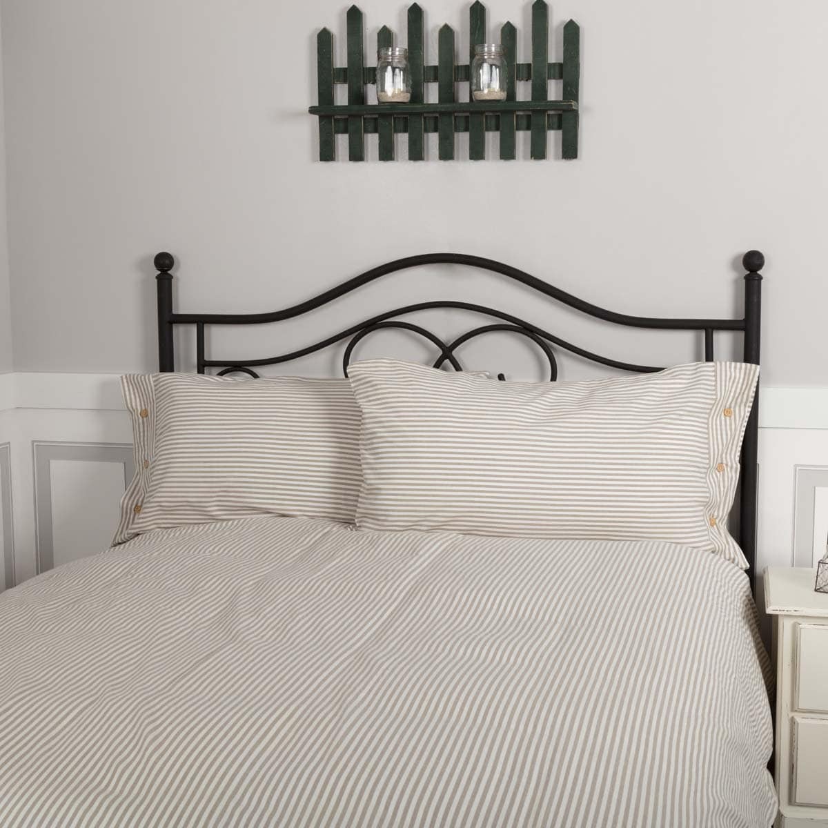 Funda de Almohada King en Ticking Taupe Estilo Granja 21x37 - Imagen 4