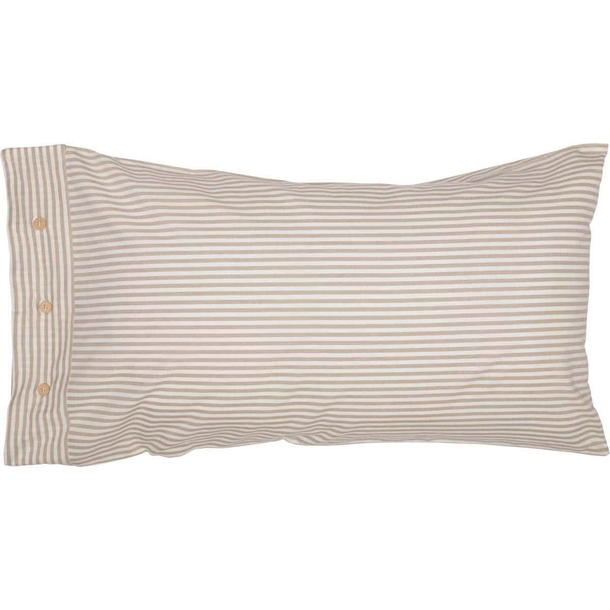 Funda de Almohada King en Ticking Taupe Estilo Granja 21x37 - Imagen 3
