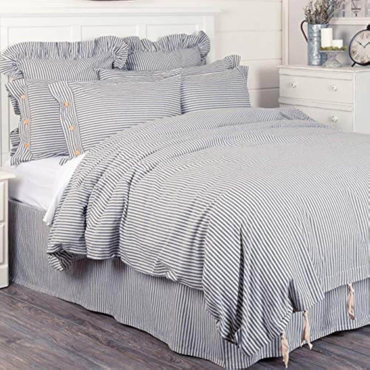 Duvet Cover Piper Classics Farmhouse Ticking Stripe Blue