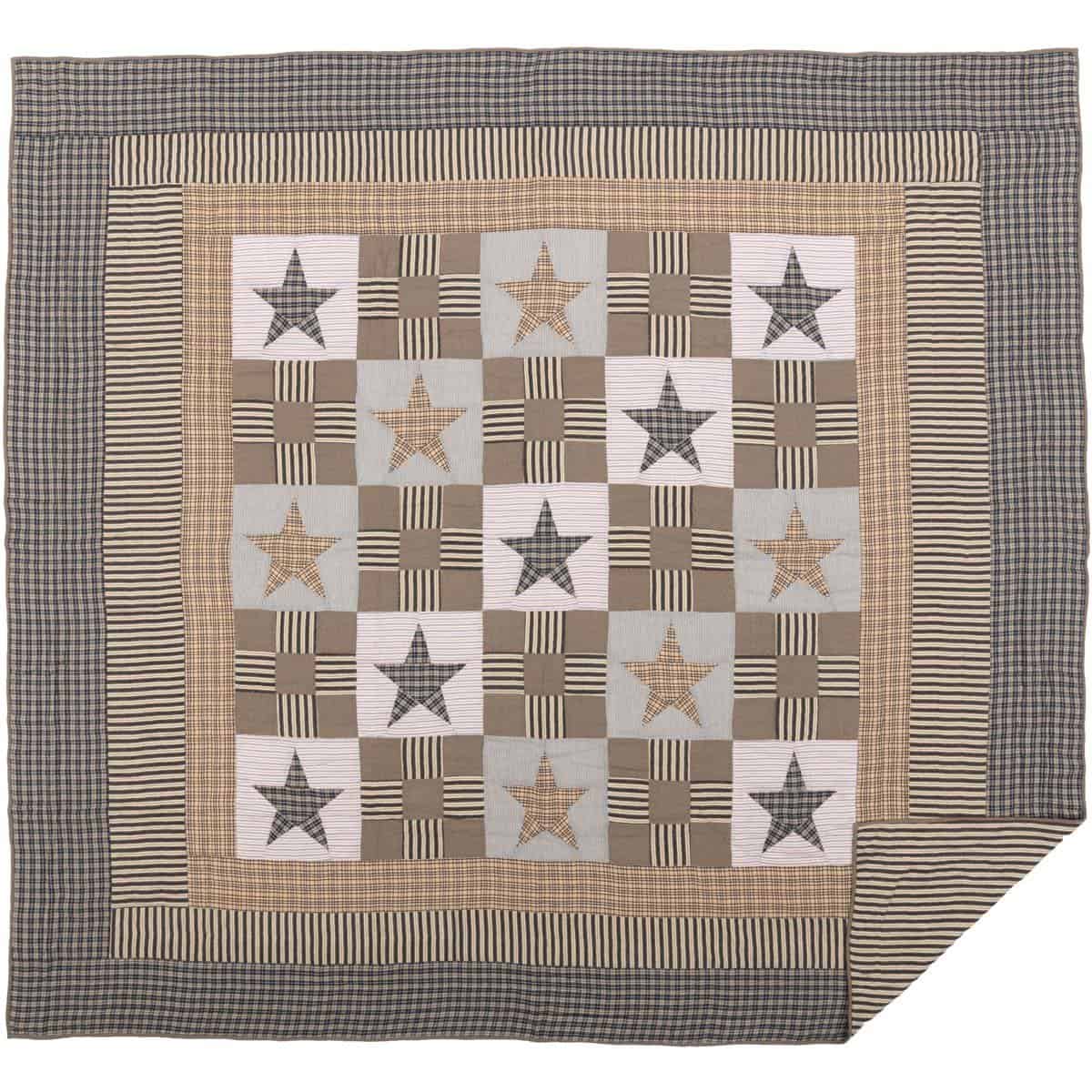 Colcha VHC Brands Ninepatch para Cama, King, Gris Cálido