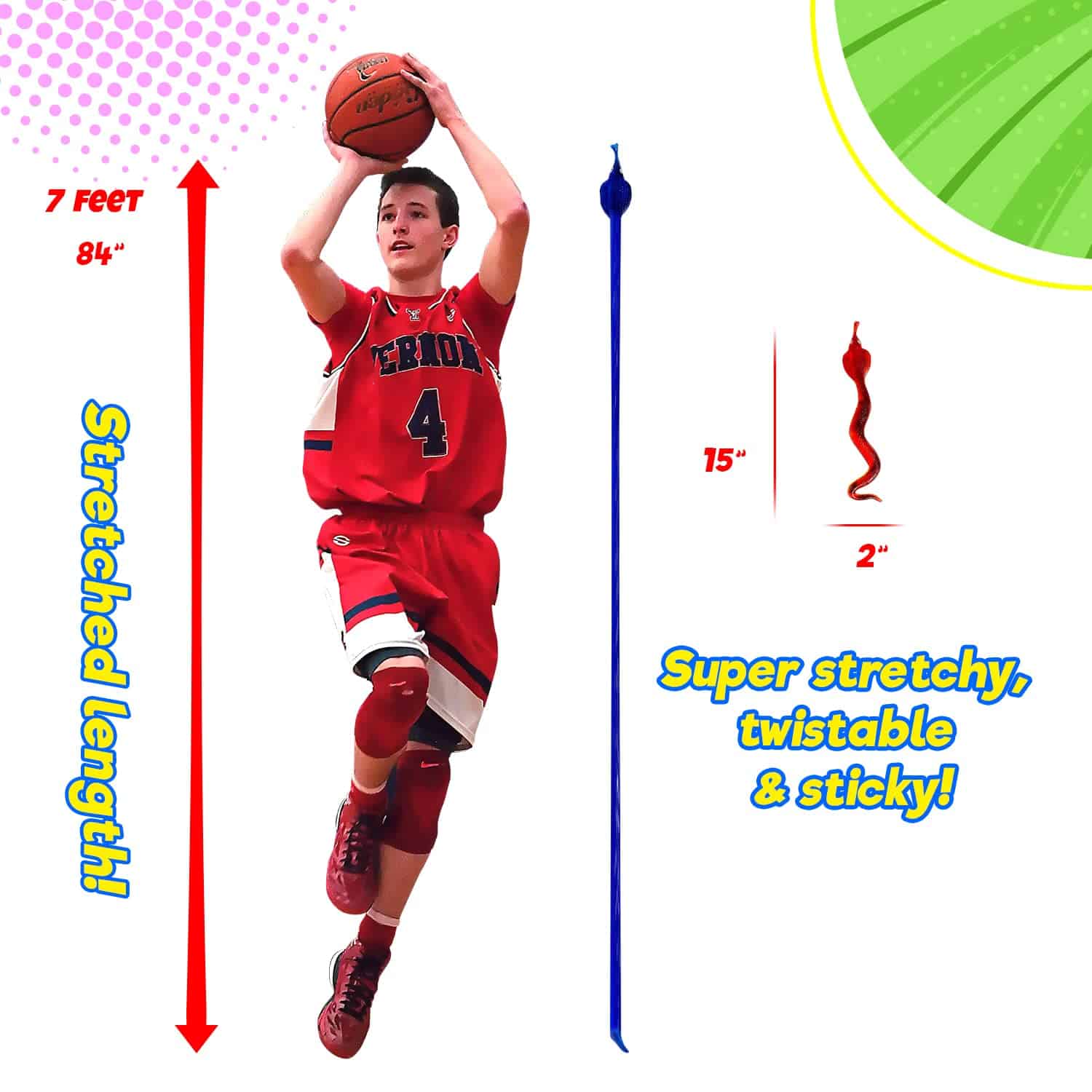 JA-RU Giant Sticky Lizard, Alligator, Snake Stretchy Fidget - Imagen 4