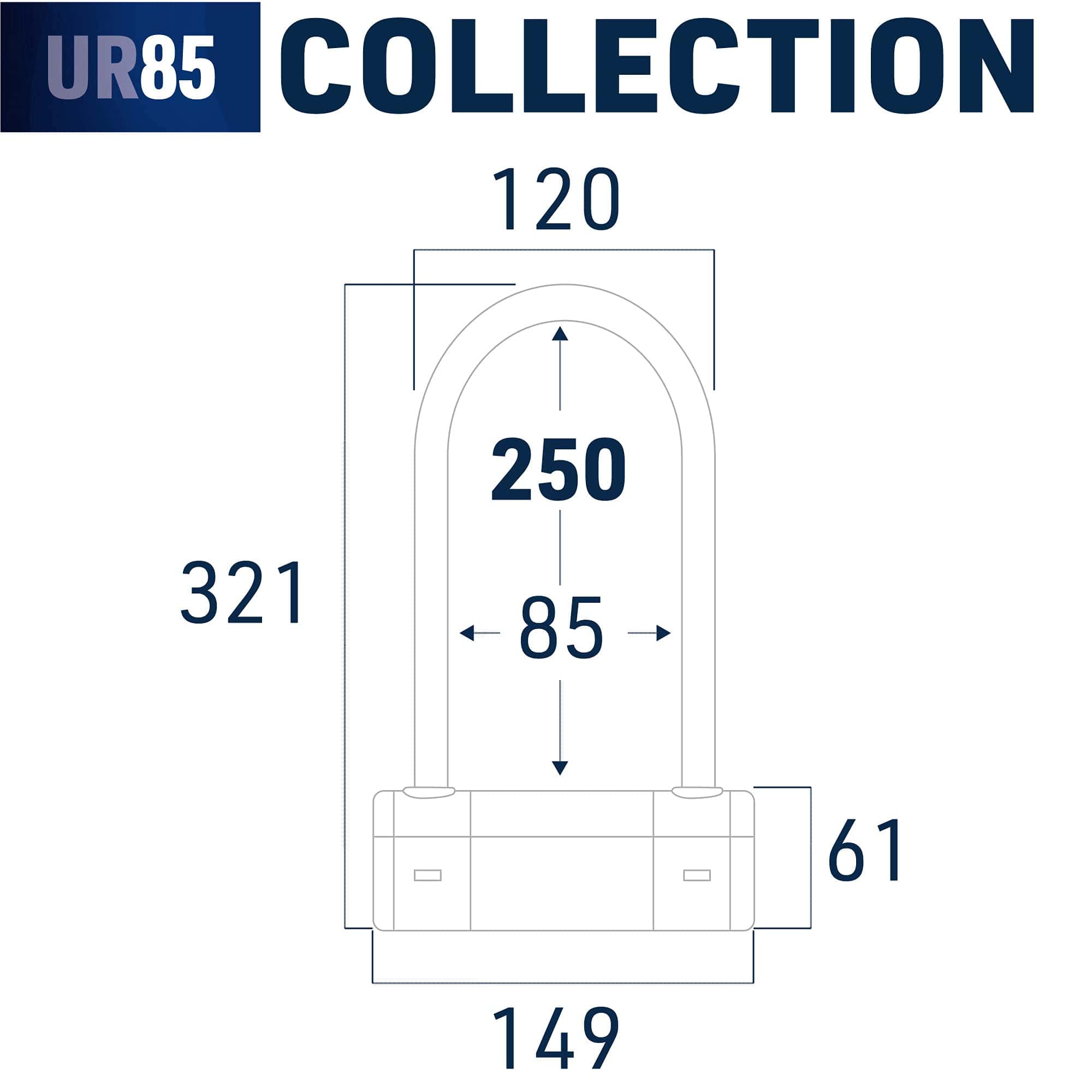 Candado U de alta seguridad Urban UR85250 para motocicleta, - Imagen 8