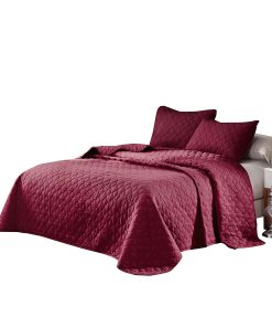 Colcha Romántica de Color Borgoña Tamaño Queen Extra Grande