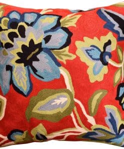 Funda de almohada roja con diseño de flores de Cachemira