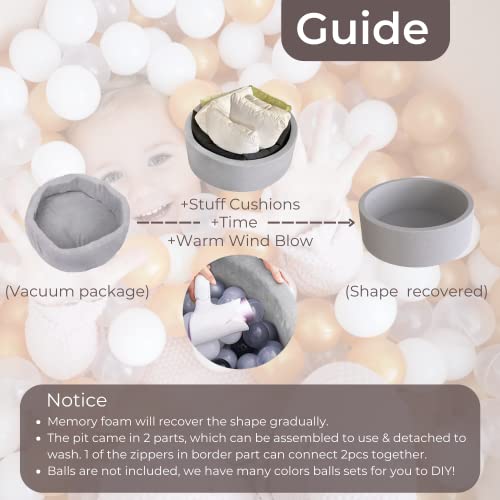 Wonder Space Deluxe Kids Round Ball Pit, Piscina de Bolas - Imagen 7