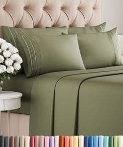 Juego de Sábanas Completo de 6 Piezas - Cómodas, -Verde Salv