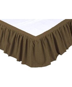 Falda de cama gemela de algodón a cuadros en verde musgo