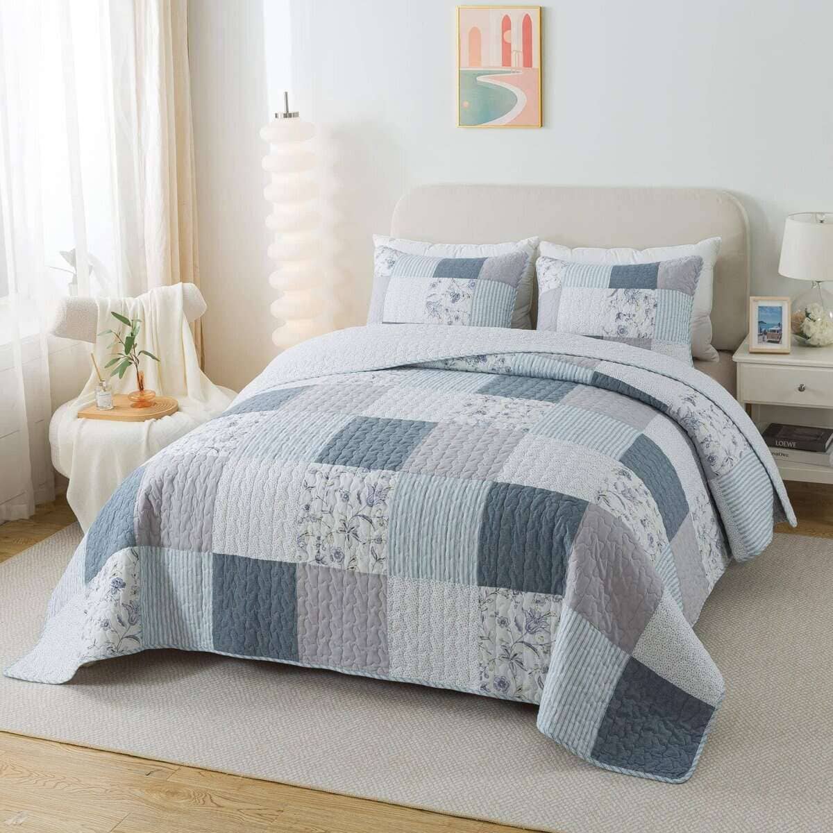 Juego de edredón de retazos de algodón SLPR Coastal Dream - - Imagen 3