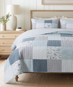 Juego de edredón de retazos de algodón SLPR Coastal Dream -