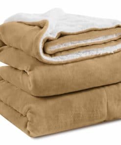 Manta de Tamaño Queen KAWAHOME Sherpa Fleece -Camel