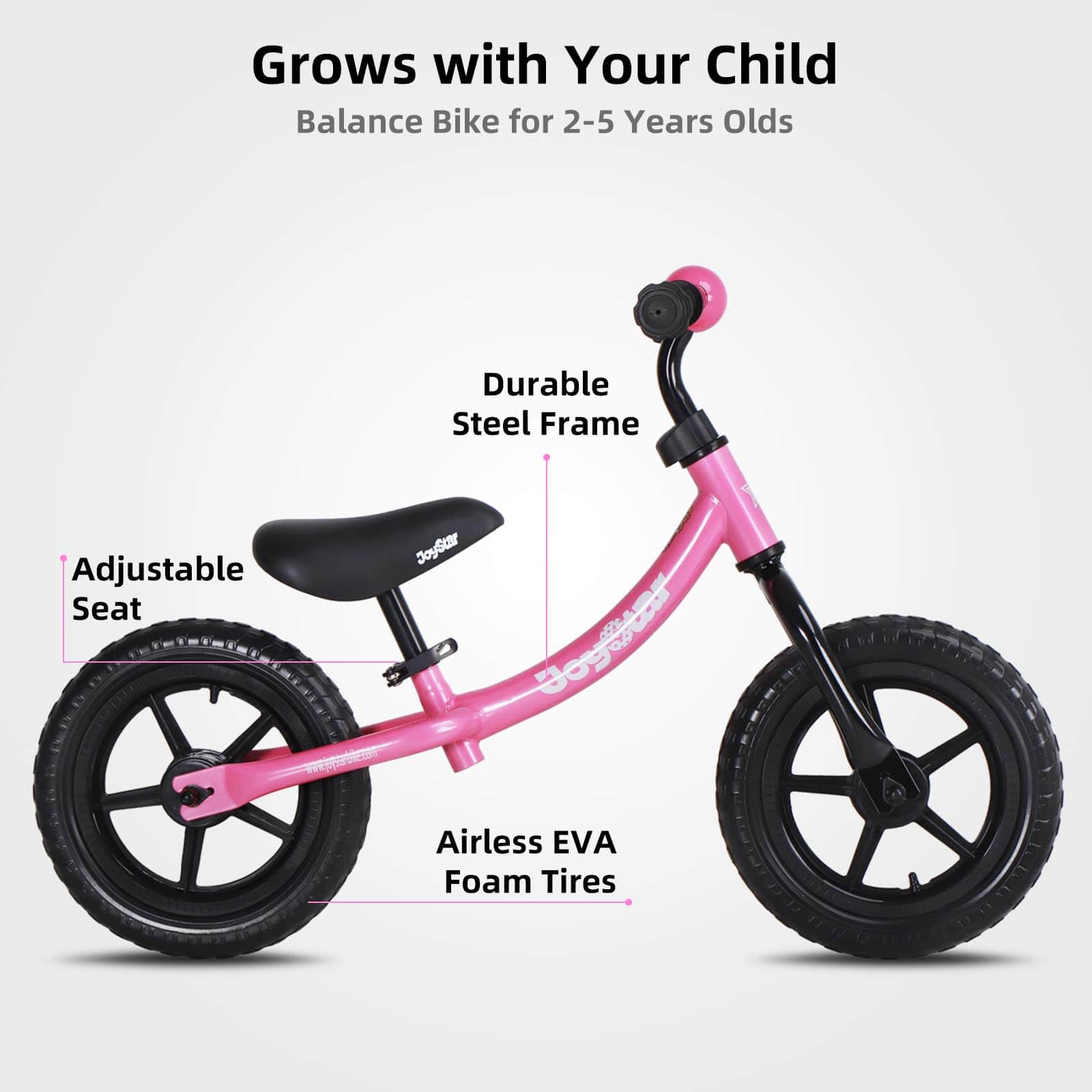 Bicicleta de Equilibrio JOYSTAR de 12 Pulgadas -Rosa - Imagen 3