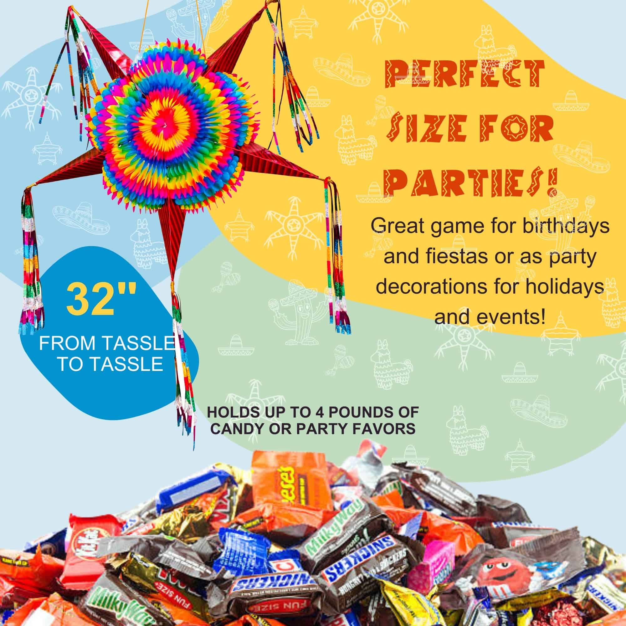 Piñata de Estrella Mexicana X-Large con Conos Rojos Extra - Imagen 3
