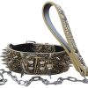 Collar de perro de cuero con remaches afilados de 2
