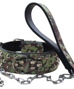 Collar de perro de cuero con tachuelas de 2 pulgadas de