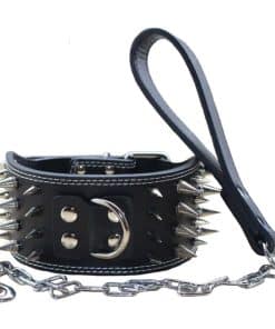 Collar de perro con tachuelas y pinchos de cuero de 3