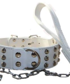 Collar de Perro de Cuero Ancho de 2 pulgadas con 3 Filas de