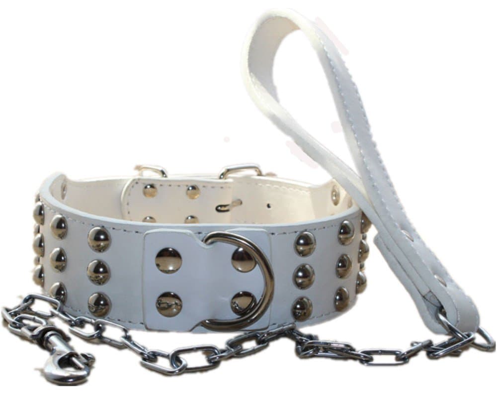 Collar de Perro de Cuero Ancho de 2 pulgadas con 3 Filas de
