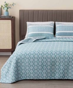 Juego de Colcha de 2 Piezas Reversible Azul para Cama