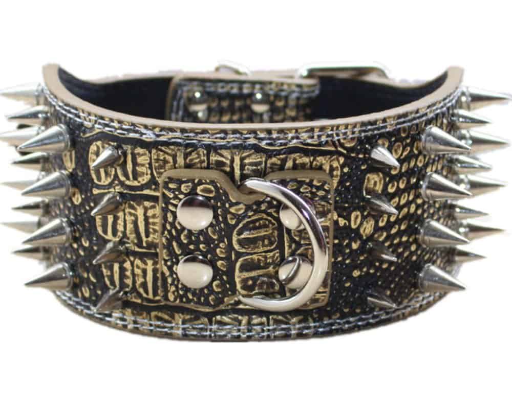 Collar de Perro de Cuero Ancho de 3 Pulgadas con 4 Filas de - Imagen 3