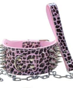 Collar de perro con pinchos de cuero de 3 pulgadas de ancho