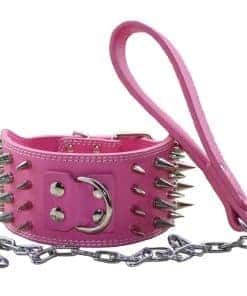 Collar de Perro de Cuero con Púas y Tachuelas de 4 Filas y