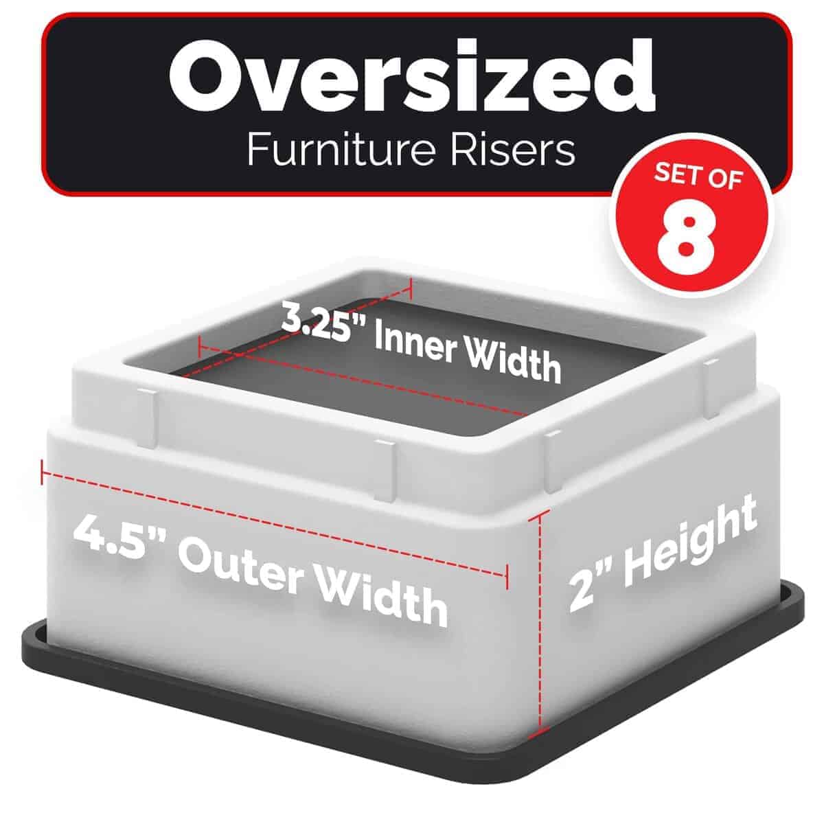 Elevadores de cama iPrimio - Cuadrados, Elevación de 2 - Imagen 3