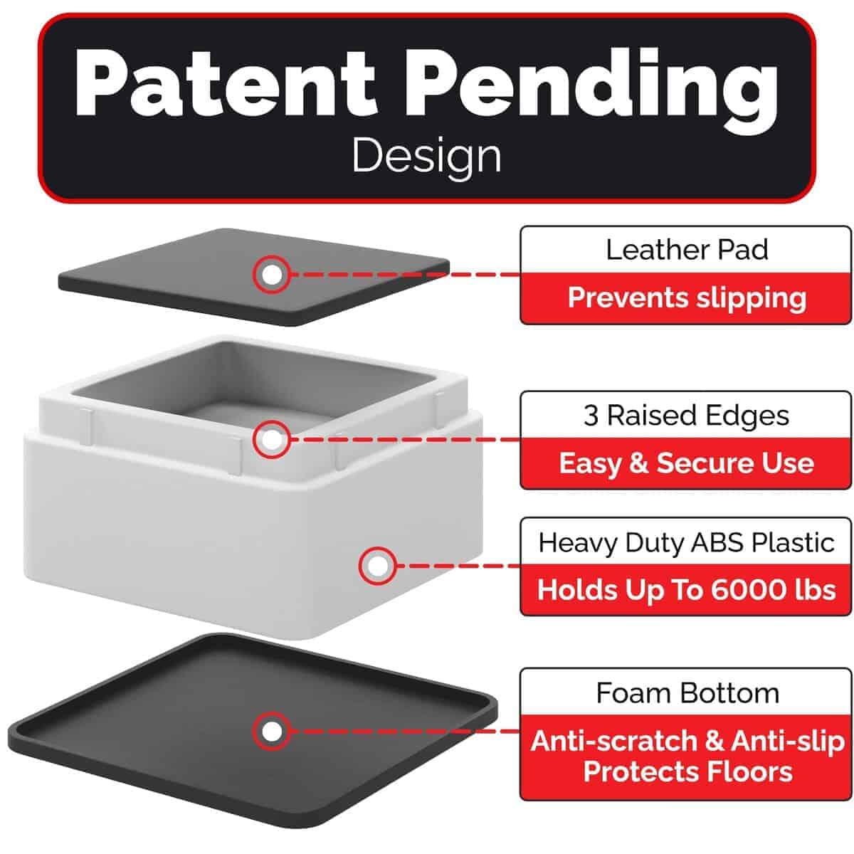 Elevadores de cama iPrimio - Cuadrados, Elevación de 2 - Imagen 5