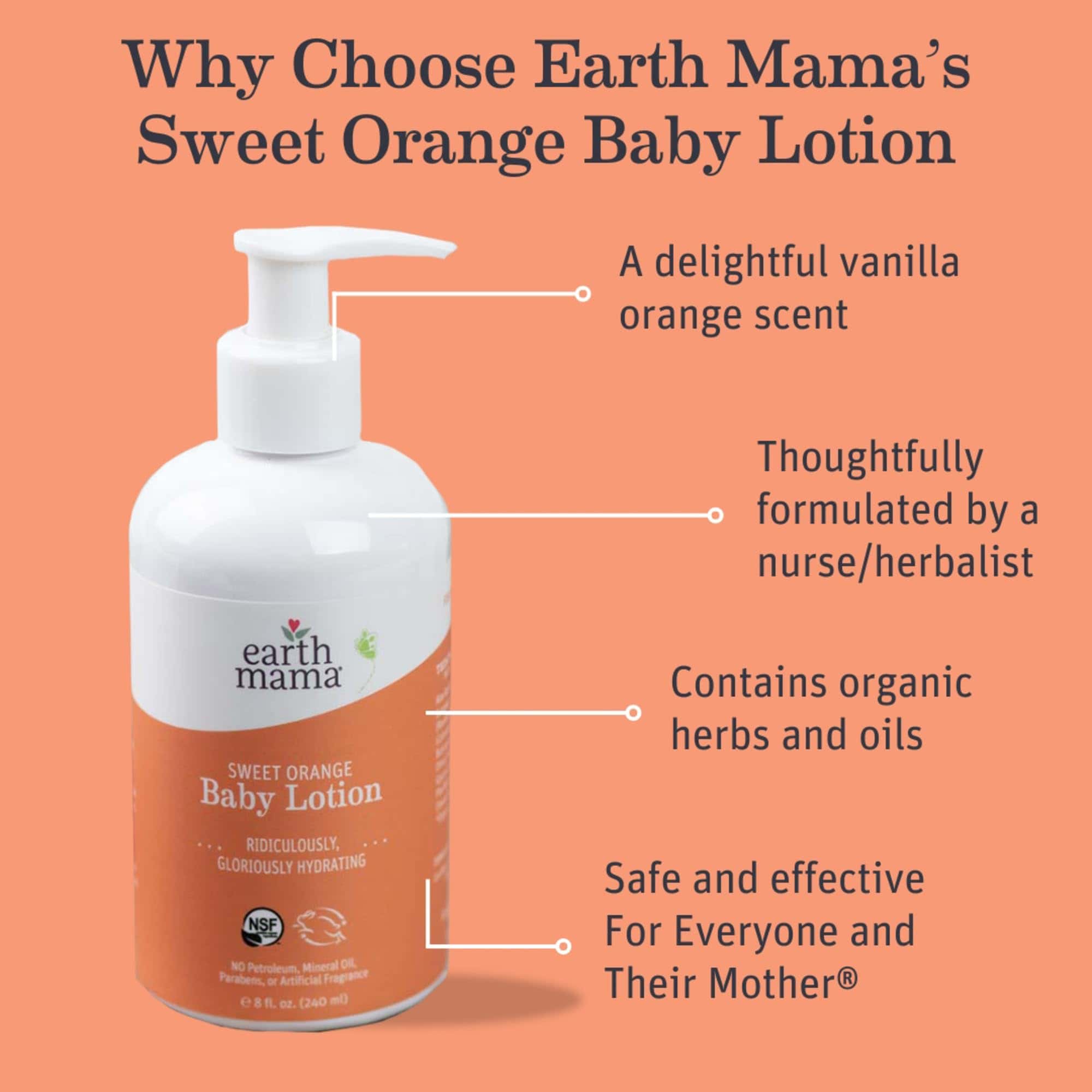 Earth Mama Sweet Orange Baby Lotion | Loción Corporal - Imagen 3
