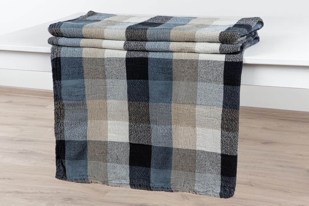 Manta de lino puro 100% (Azul)