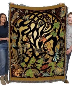 Manta de Bosque Zorro y Animales del Bosque por Jen Delyth