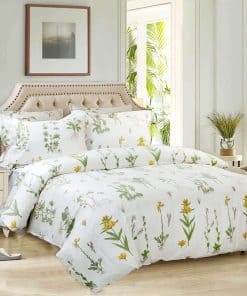 Juego de Funda Nórdica Estilo Shabby Floral Blanco y Verde