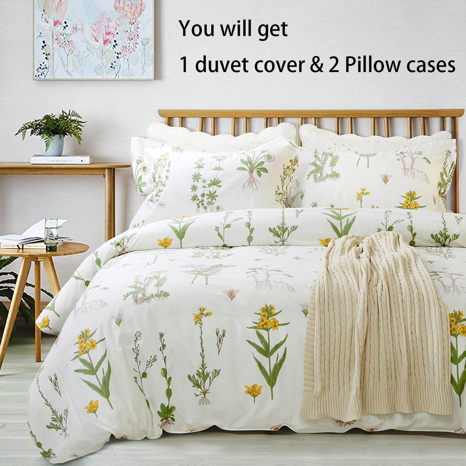 Juego de Funda Nórdica Floral Shabby White and Green de - Imagen 3