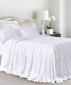 Juego de Cama con Faldón de Volantes Blanco Queen's House