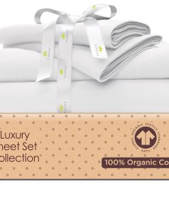 Juego de sábanas de algodón orgánico -Blanco Ultra