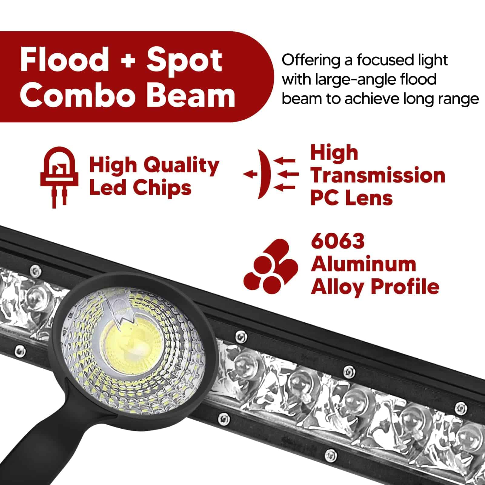 22 Pulgadas 150W Barra de Luz LED de Fila Recta con Kit de - Imagen 7