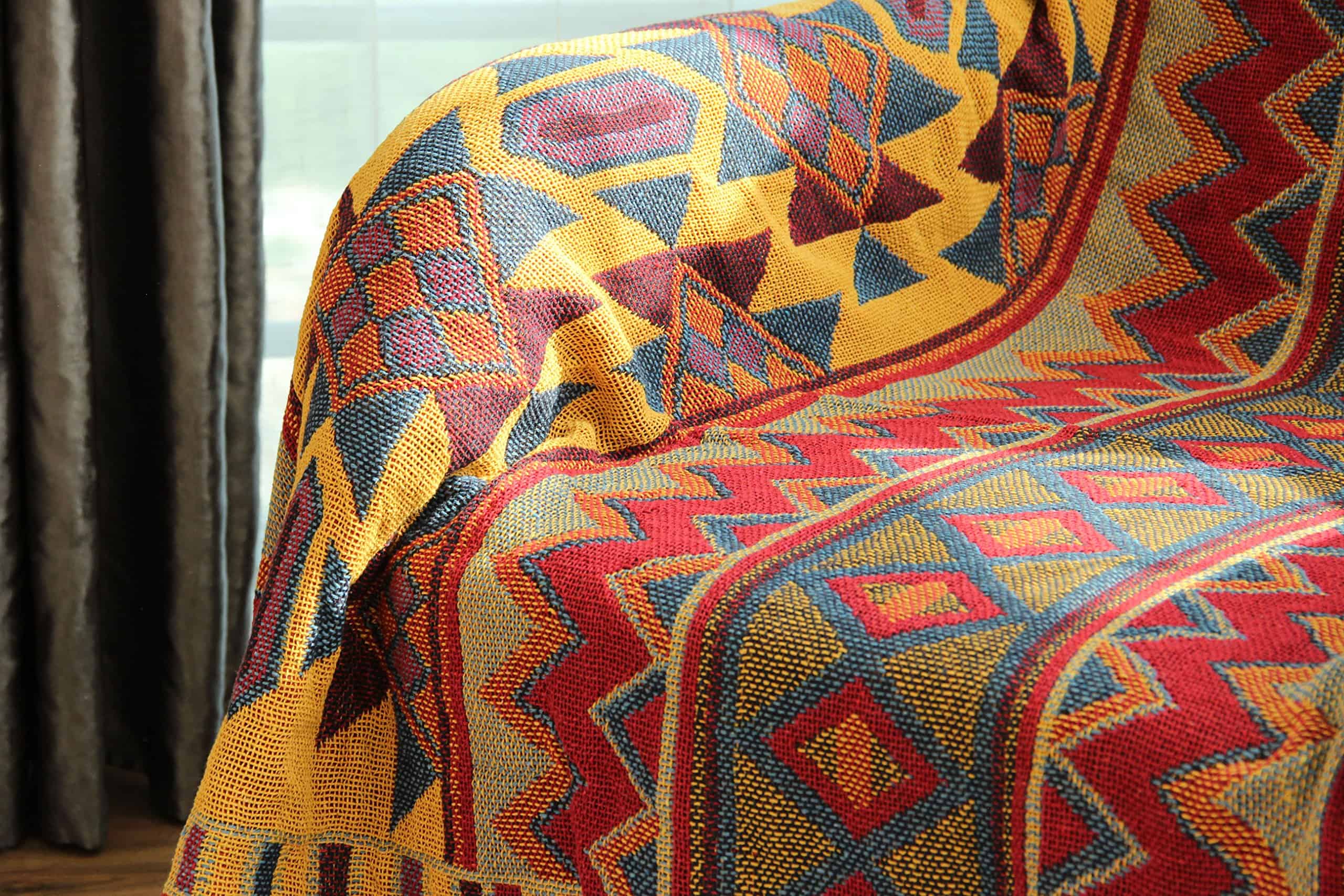 Cobija Tejida de Algodón Bohemio con Borlas Reversible para - Imagen 6