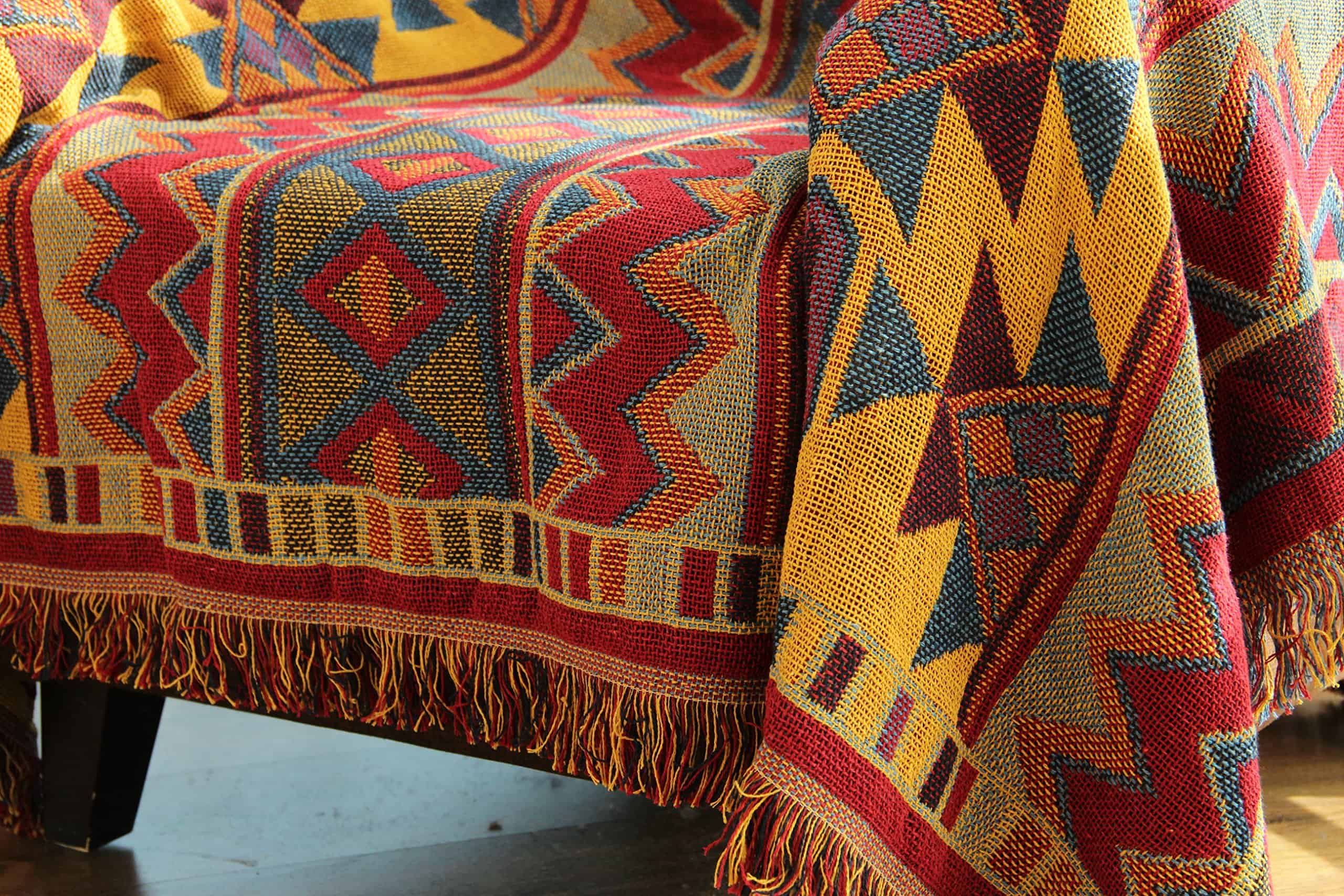 Cobija Tejida de Algodón Bohemio con Borlas Reversible para - Imagen 7